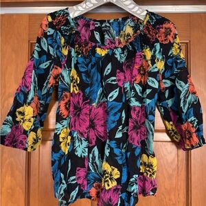 Rafaella Black Floral Women's Blouse
